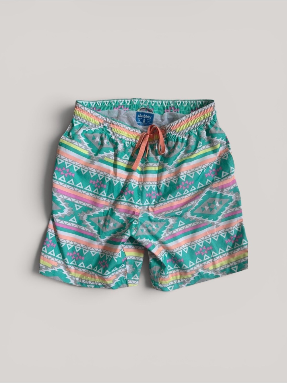 Chubbies teal Swim shorts with Pastel Stripes